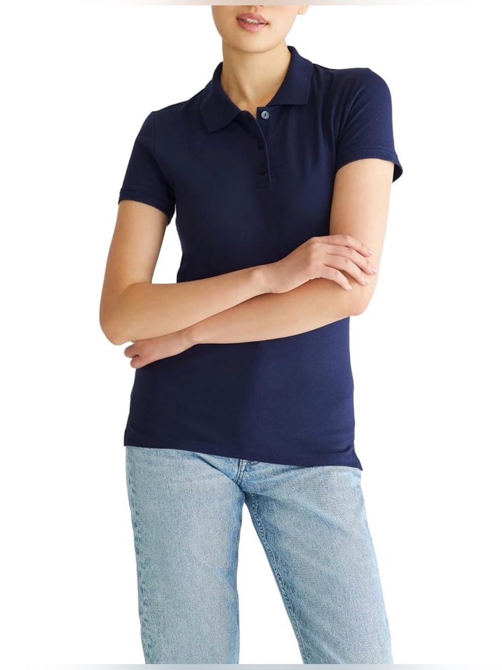 Aeropostale Women’s Navy Pique Polo Shirt Button-Up Short Sleeve Size M Uniform